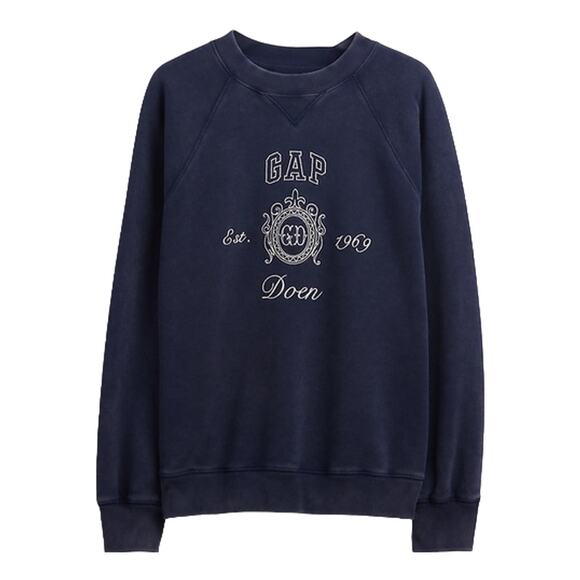 Gap x Doen VintageSoft Logo Sweatshirt Navy Blue Size XS NWOT - Picture 1 of 8